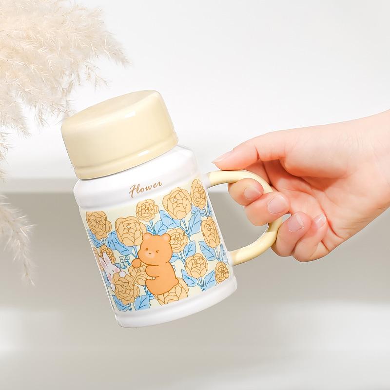 Милая креативная ретро кружка Интернет-знаменитость кролик цветок животное керамическая чашка женская домашняя офисная чашка кролик