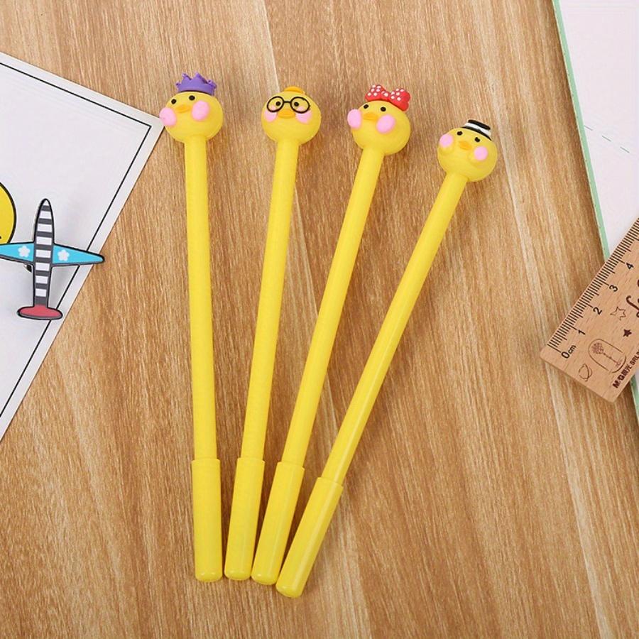 Back To School Season 10pcs 0.5mm Creative Cartoon Silicone Head Duck Gel Pen Fresh Office Signature Pen Cute Learning Stationery Water-based Pen