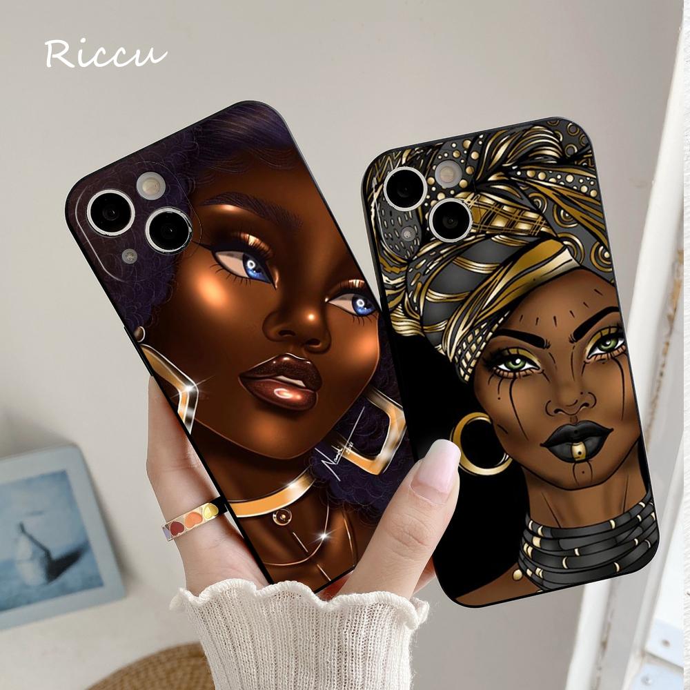 Мягкий чехол для iPhone 14 Afro Girls Art для Iphone 14 11 12 Pro 8 7 Plus X 13 Pro MAX SE2020 XR XS RICCU, мягкие чехлы