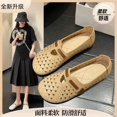 Ретро этнический стиль дырочки одинарные туфли мягкая подошва женские туфли 2025 лето и осень новые удобные и универсальные полые сандалии на одной педали