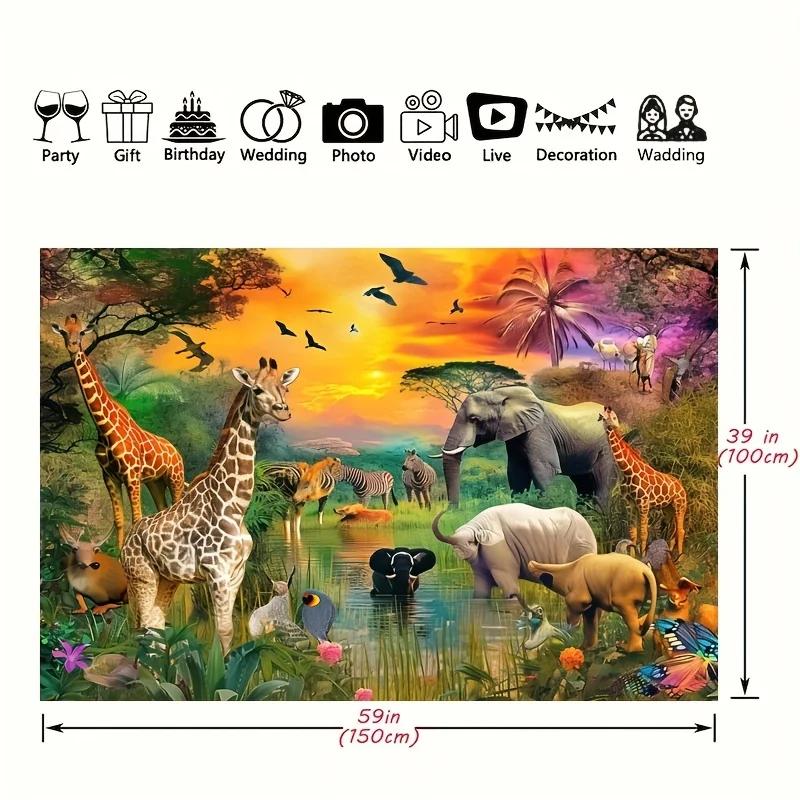 Jungle animals Background Wildlife Summer Tropical desert African Safari scenery Decorated for a man's birthday party