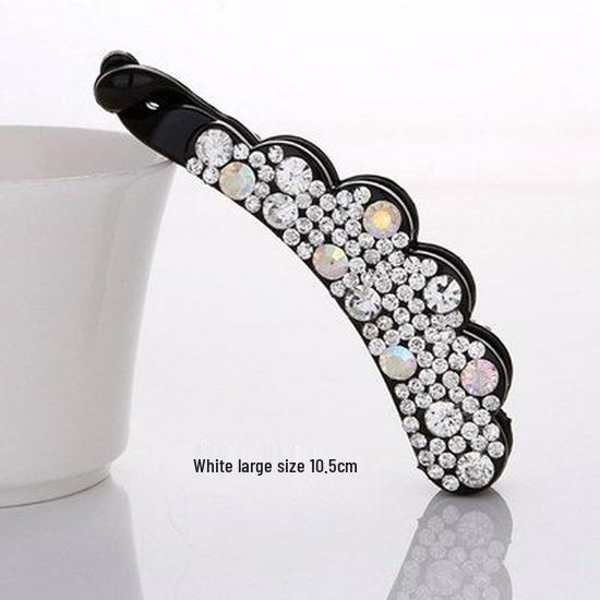Korean Style Rhinestone Banana Hair Clip - Fashionable Vertical Ponytail Accessory