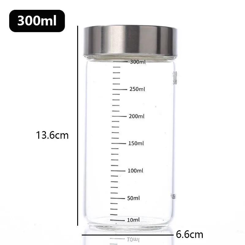 100-500 мл градуированная стеклянная бутылка из боросиликатного стекла, устойчивая к высоким температурам, герметичная бутылка для хранения, банки для специй