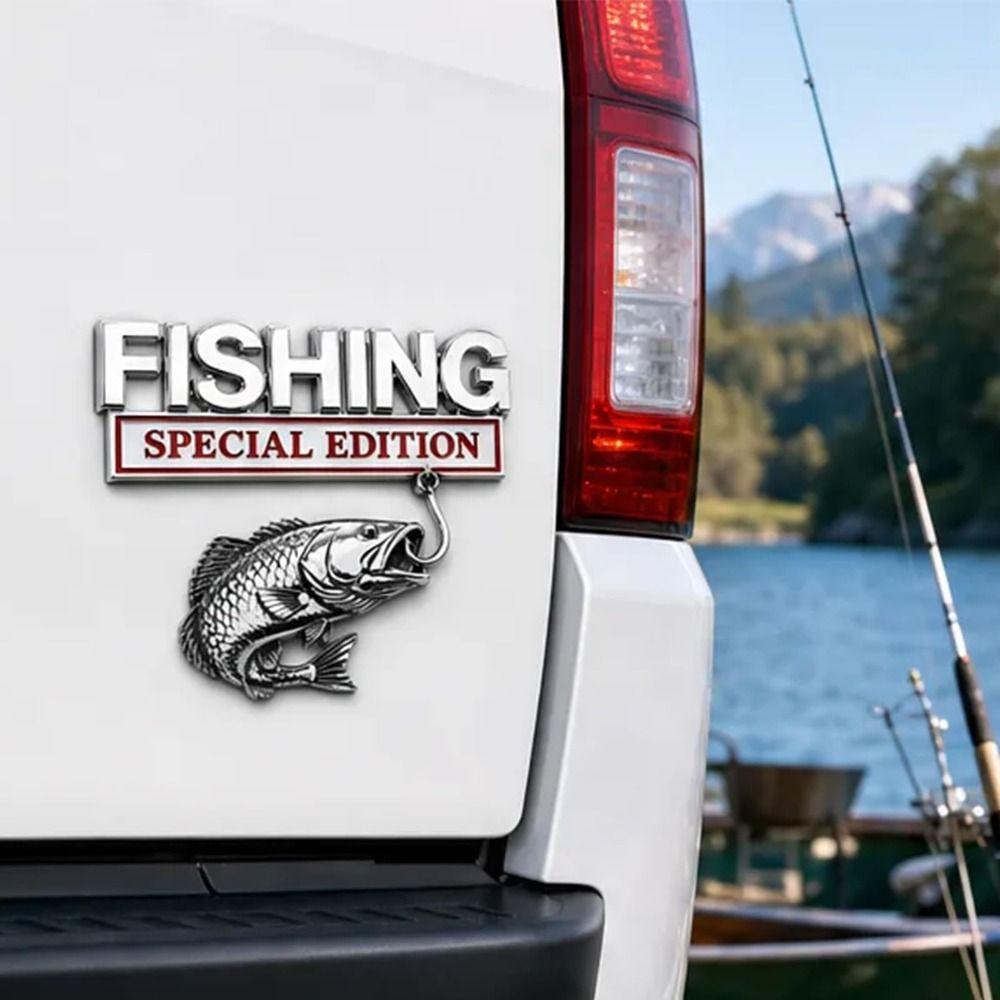 Metal Fishing Emblem Fishing Vehicle Emblem Fishing Themed Auto Badge Vehicle Accessories