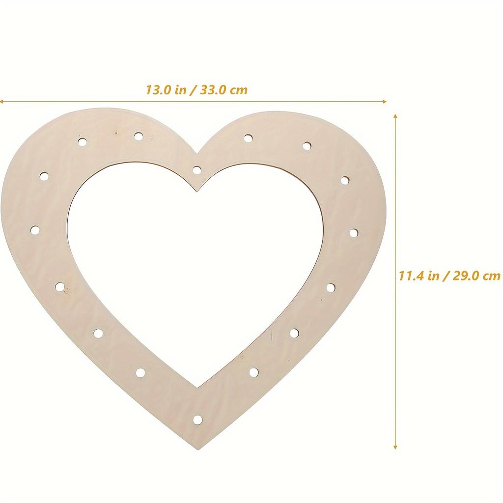 2pcs Heart-Shaped Wooden Wreath Frames for DIY Crafts - Unpainted Floral Hoops for Home Decor, Garland Making & Party Decorations