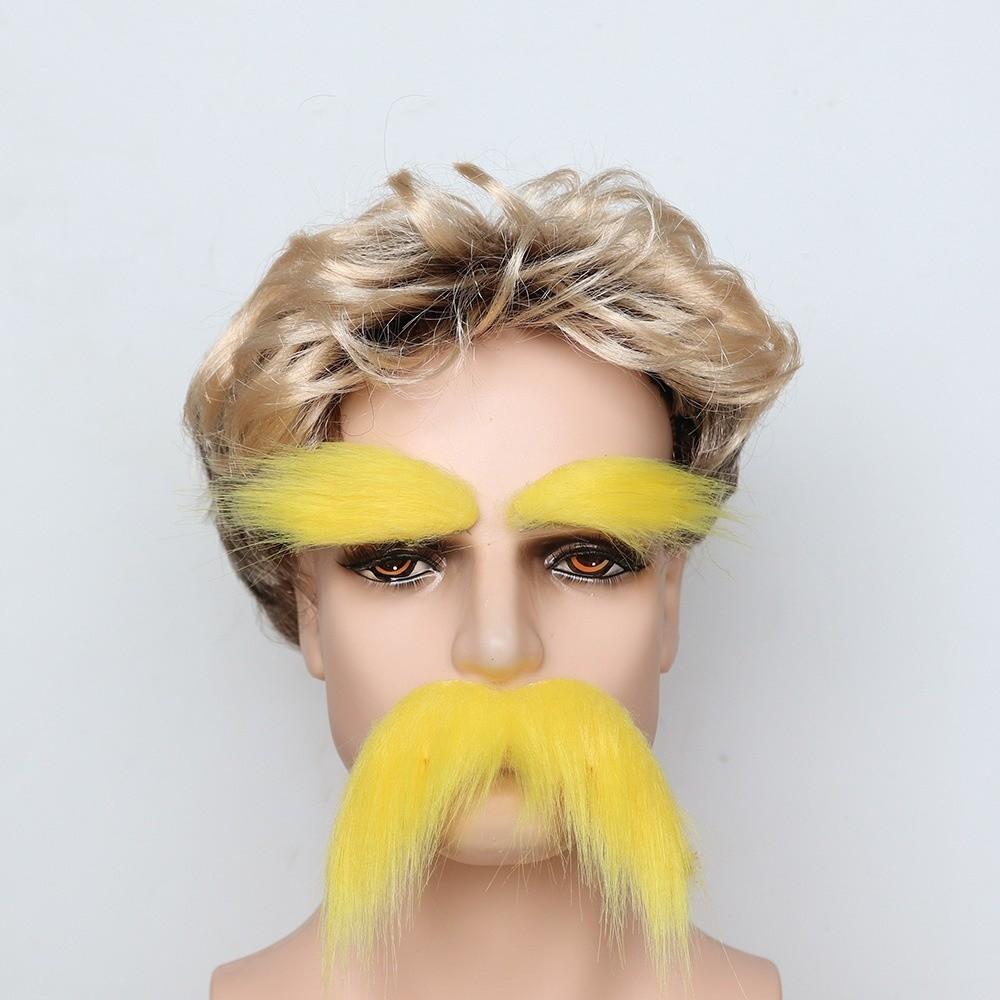 Self-Adhesive Fake Beard Set Hairy Facial Hair Props Novelty Eyebrow Mustache Set Christmas Party