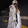 Women's Leopard Print Hooded Imitation Fur Jacket Toka Long Coat Thickened Thermal Mink Trench Coat