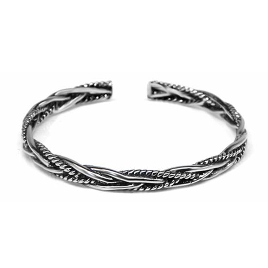 Men Bracelet Opening Adjustable Silver Color Twist Boho Wrist Decoration Easy To Wear Fish Letter Curved Sleeve Bracelet Men Jewelry