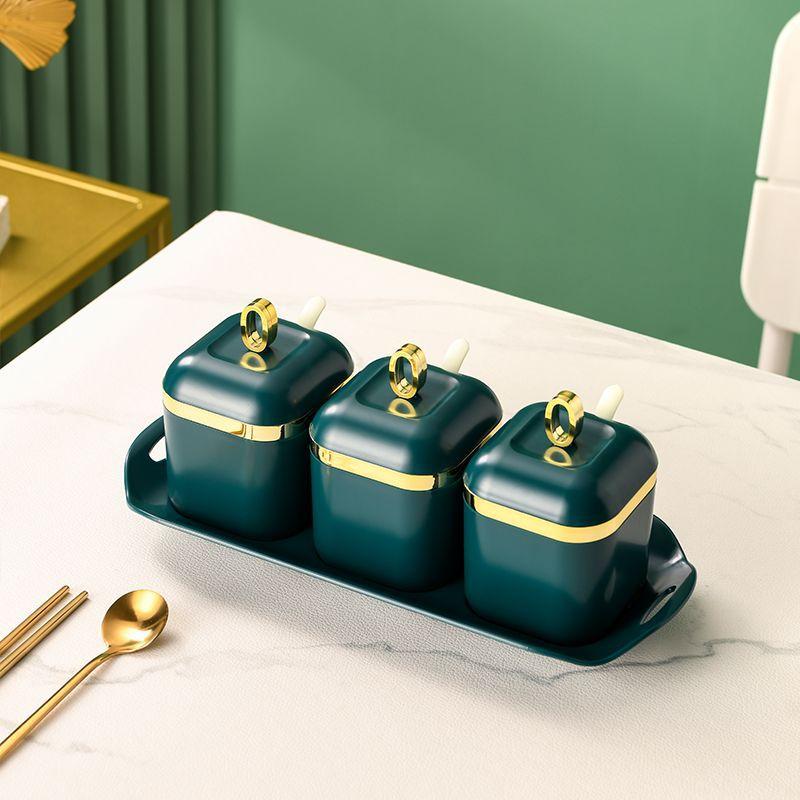 Seasoning Box Set Salt Pepper Spice Rack Jar Sugar Bowl for Kitchen Gadget Device Sets Spice Box With Lid Organizer Tool