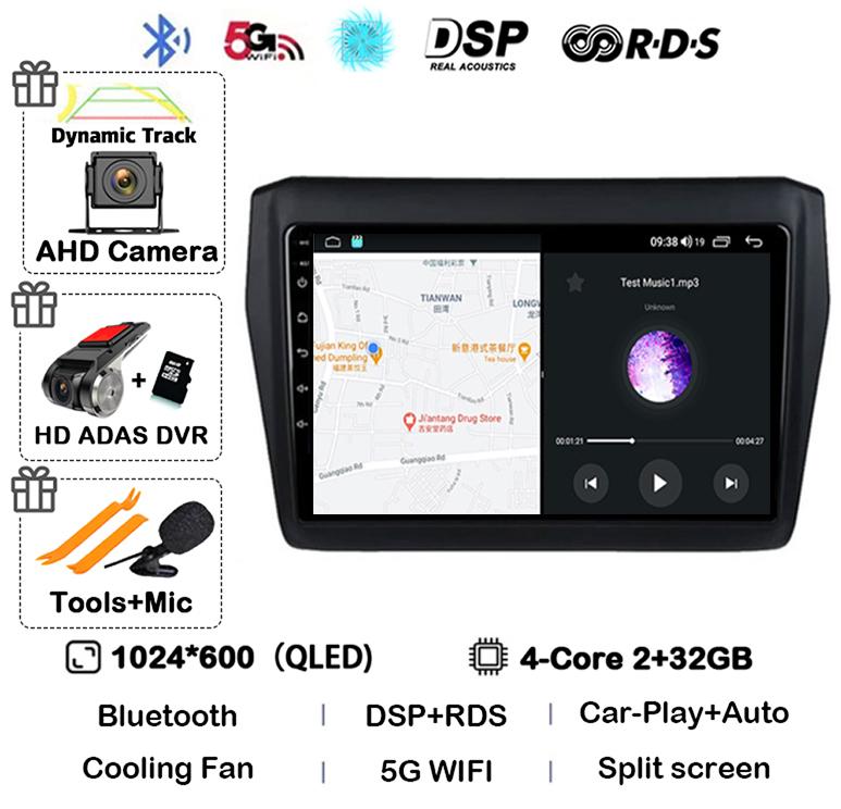 Android 14 Wireless Carplay&Auto Car Radio For Suzuki Swift 2017 2018 2019 Stereo Multimedia Navigation GPS Video Player 4G+WIFI
