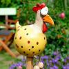 Забавная фигурка курицы с болтающимися ножками, большими глазами. Пластиковая мультяшная статуэтка петуха для украшения сада, лужайки, патио, балкона