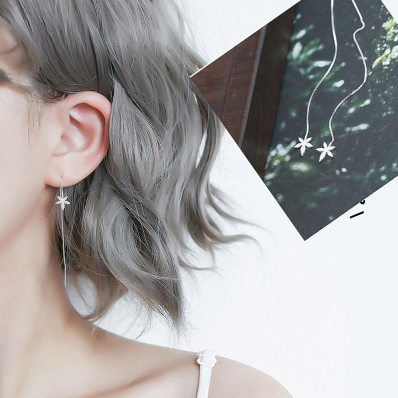 Новый! Женские длинные серебряные серьги с кисточками в корейском стиле, простые универсальные стильные серьги, ювелирные аксессуары