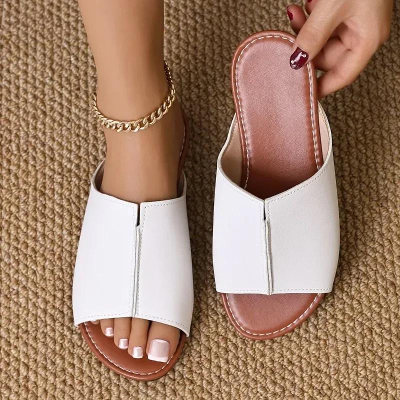 Slippers Female 2024 Summer Fashion Women Slippers Casual Solid Open Toed Beach Comfortable Shoes for Women Zapatos De Mujer