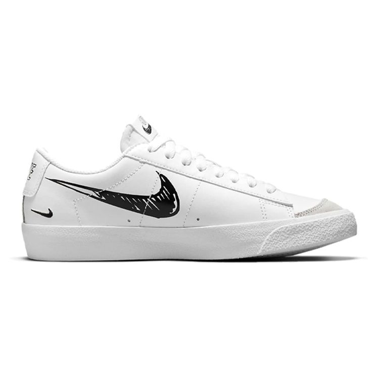 Nike Blazer Low 77 GS Sketch - белые черные детские кроссовки Pure-Platinum DM7819-100