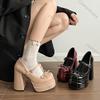 Fashion Comemore Platform Square High Heel Women's Mary Jane Shoes Fashion Butterfly-knot Shoes Spring Autumn Wedding Party Pumps Shoes