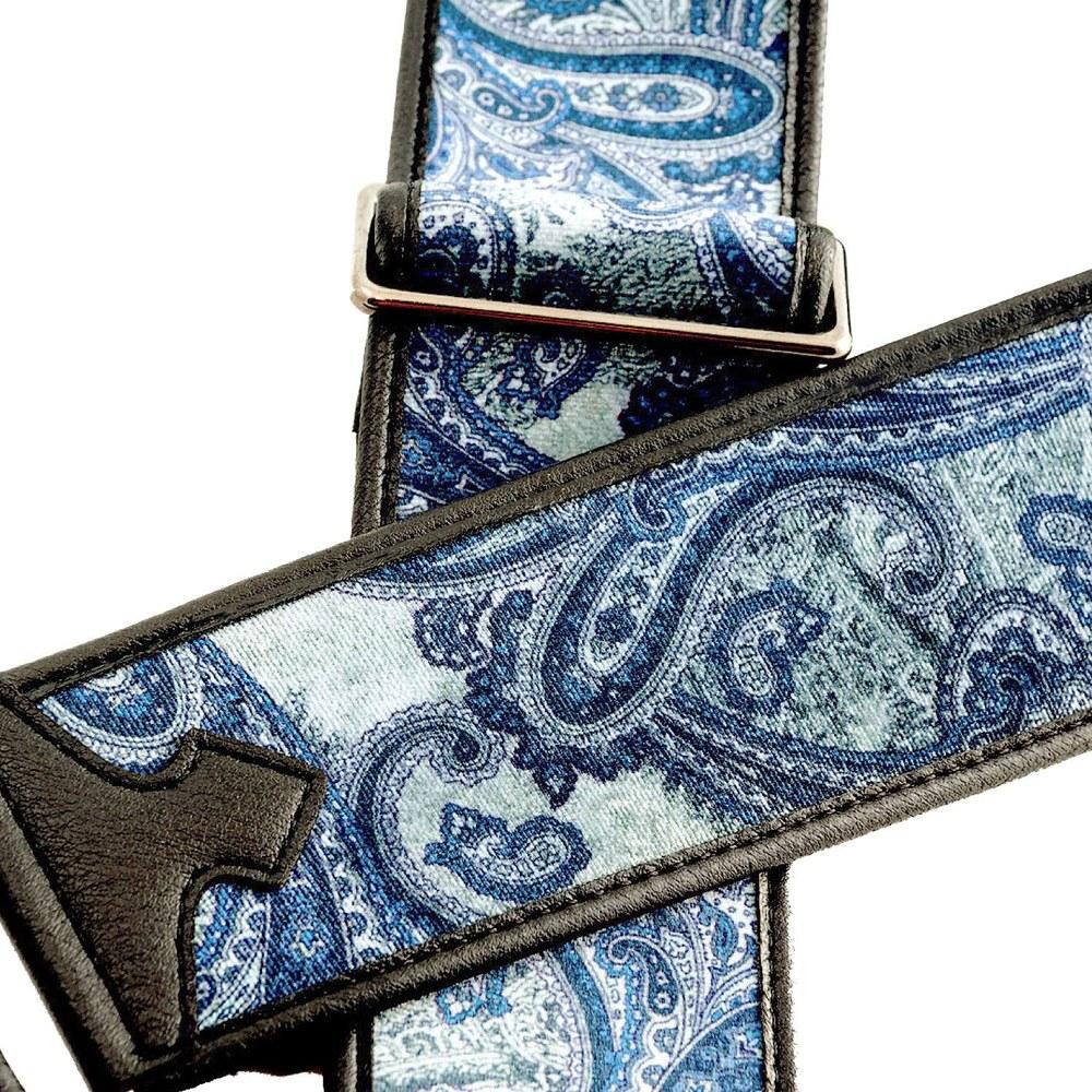 RightOn! Straps Guitar Strap PAISLEY VELVET 7cm Width 95150cm Length Blue