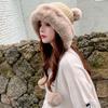 1PC Winter Pompom Beanie Hats for Women Fluffy Knit Womens Beanie Faux Fur Crochet Skull Cap Warm Bucket Outdoor Ear Cover