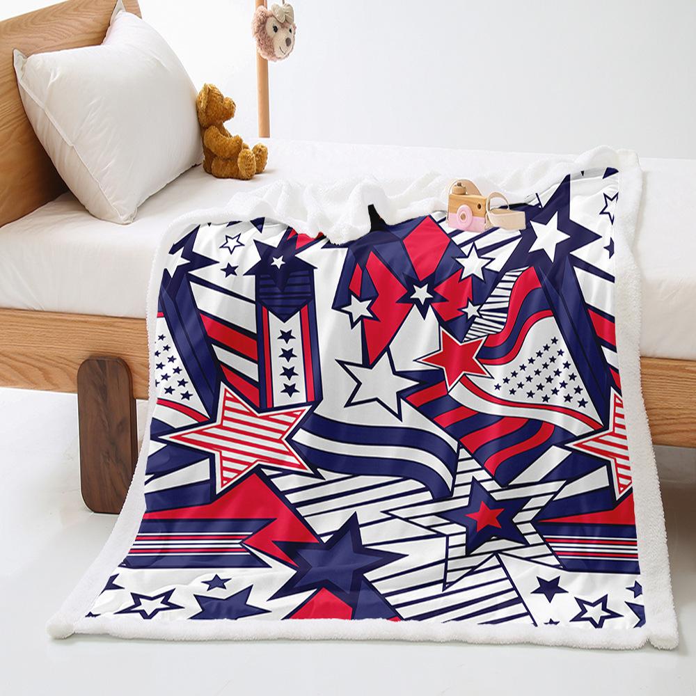 Independence Day 2D Digital Printing Thickened Lamb Fleece Crystal Fleece Blanket