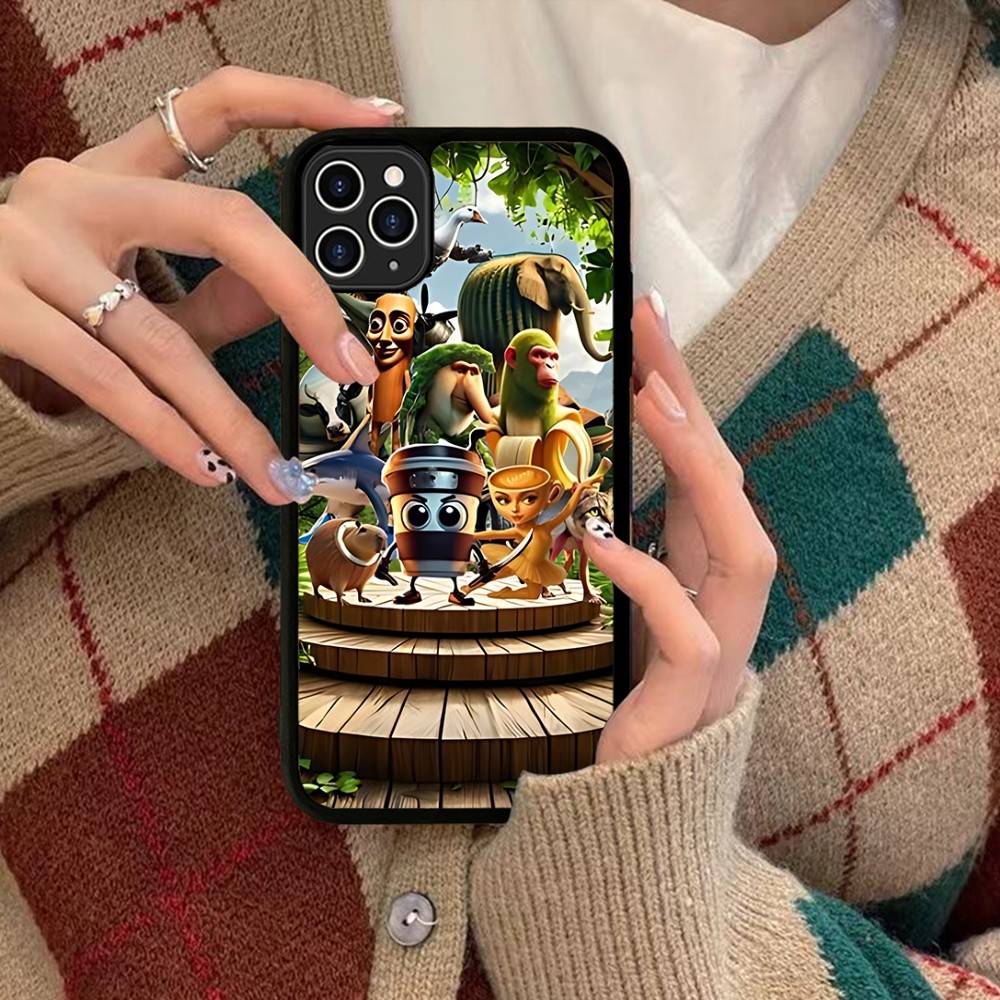 I-ITALIANS B-Мозговая гниль Креативный чехол для телефона с животными для iPhone 17 16 Pro Max Air 13 12 Mini 14 15 Plus 11 Задняя крышка из ПК+ТПУ