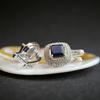 Серебряные серьги с натуральным сапфиром 5.717ct, фианитами (2202585)