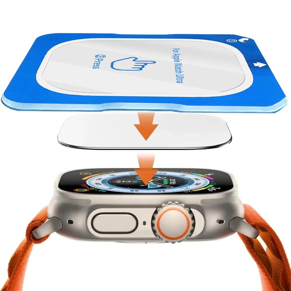 Tempered Glass Film Quick Pasting For Apple Watch Ultra 3/2/1 49mm Easy To Install Screen Glass Protective Film Ultra 3-2-1 49mm