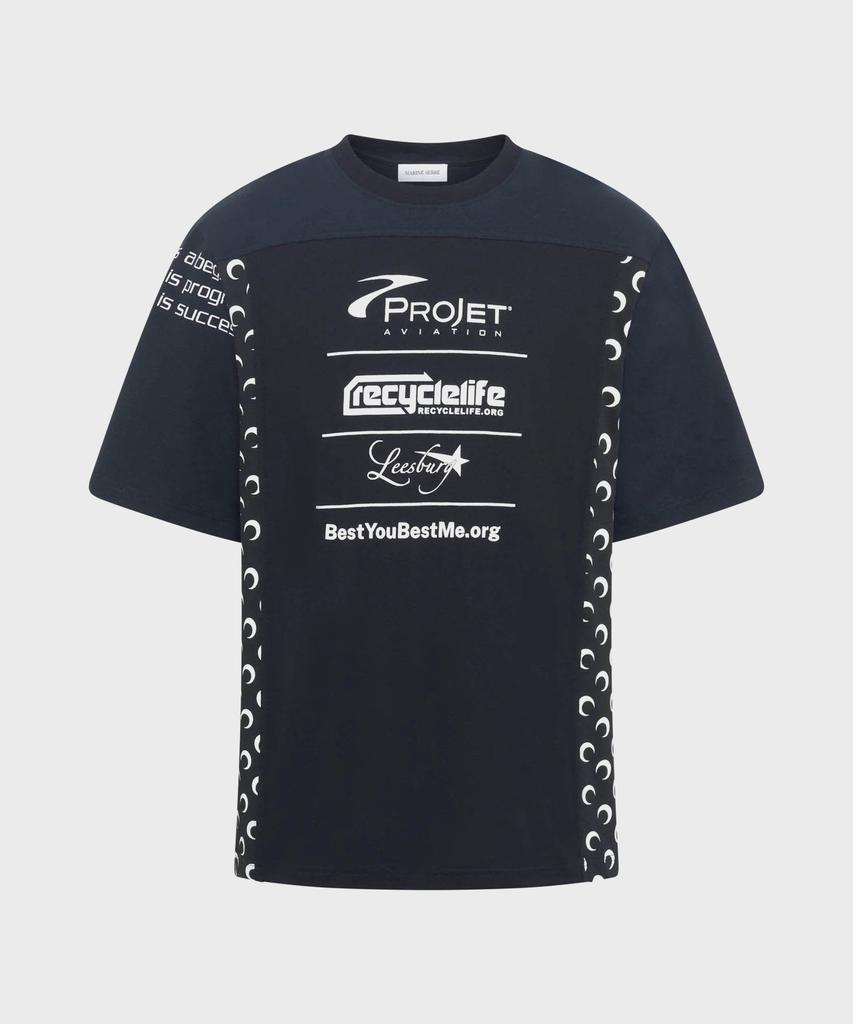 MARINE SERRE (M) Regenerated Graphic Regular Fit T-Shirt Black Regenerated Graphic T-Shirts Regular Fit T-Shirt Bk99 Black