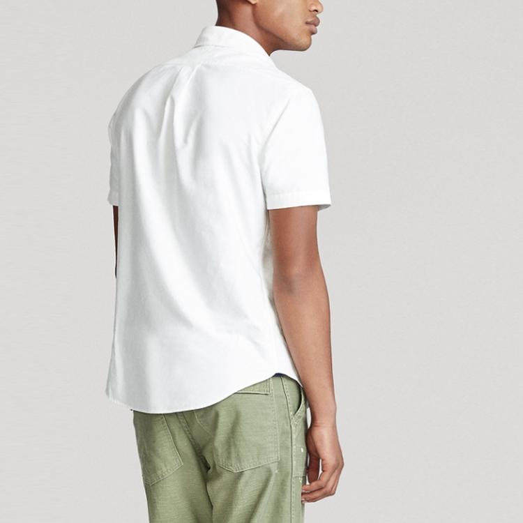Polo Ralph Lauren FW22 Однотонная рубашка с вышивкой логотипа, однобортная, с коротким рукавом, мужская рубашка Белый MNPOWOV1N820049-100