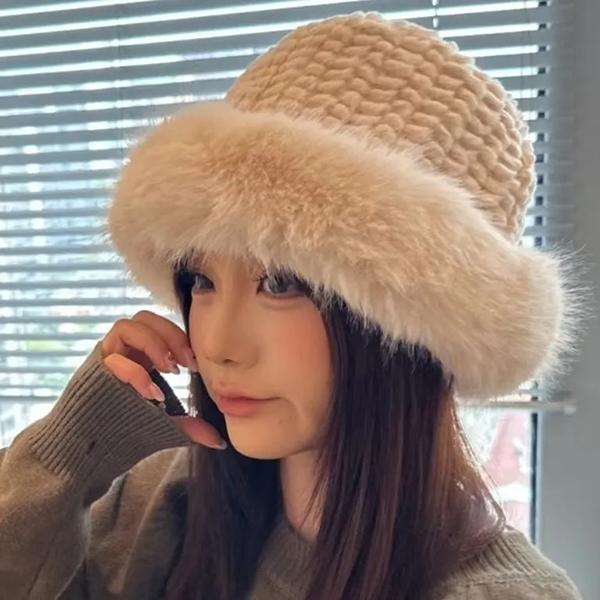 WTEMPO Autumn Winter Furry Plush Windproof Bucket Hats Warm Cold-proof Winter Ear Protection Thickened Cold-proof Fisherman Hats