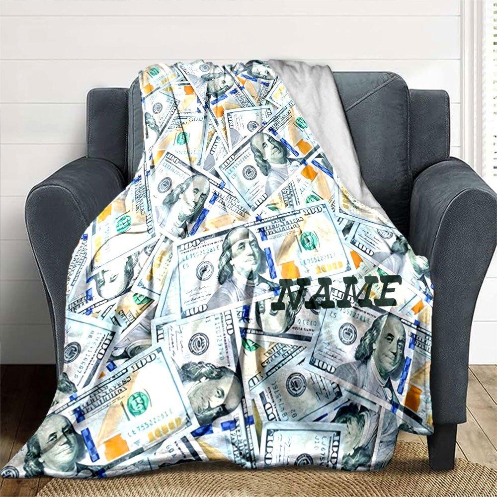 Dollar Bill Collage Lightweight Customizable Blanket Customize Text Comfortable Suitable For Sofa Couch Office Bed Picnics For All Occasions Warmthful