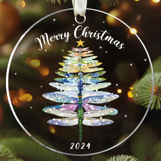 Animal Christmas Ornament 2D Flat Acrylic Ornament Cartoon Santa Hat Animal Hanging Decoration for Christmas Tree Mantel