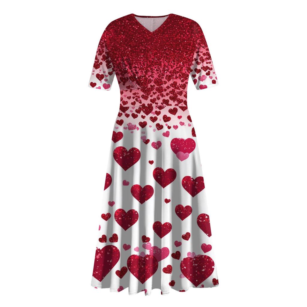 Женское повседневное модное длинное свободное платье с v-образным вырезом и коротким рукавом на талии