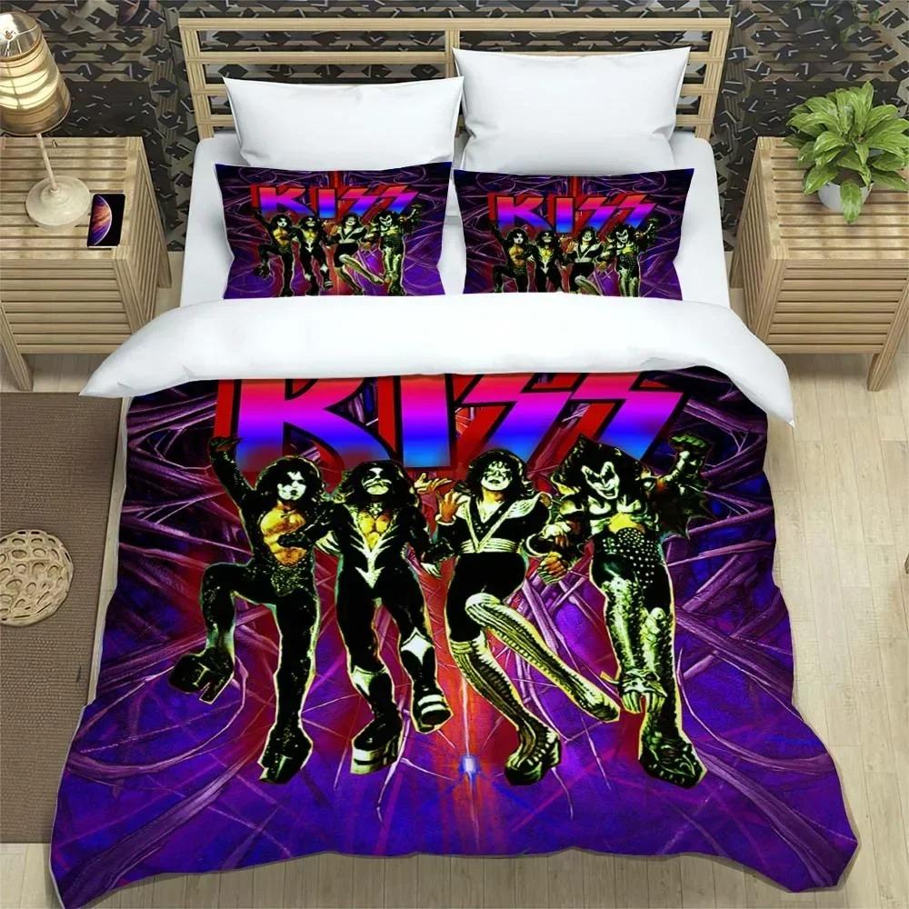 Постельное белье с изображением рок-группы KISS Изысканный комплект постельных принадлежностей Пододеяльник Комплект одеял Постельное белье Подарок на день рождения для девочки