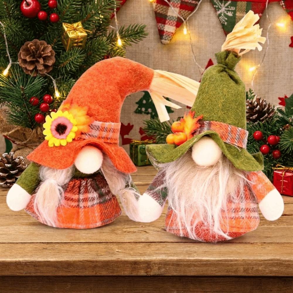 Cute Cloth Faceless Dwar Pendant Small Pumpkin Christmas Gnome Figurines Handmade Sunflower Festive Gnome Ornaments Halloween