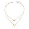 Metal butterfly love necklace, European and American simple niche high-end double-layer stacked collarbone chain accessories