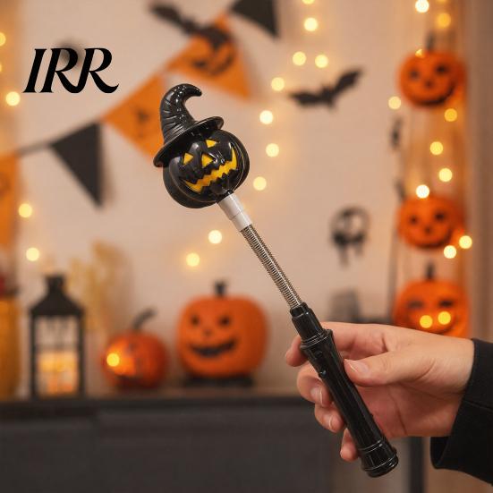 Pumpkin Lantern Glow Stick Halloween Party LED for Kids, Spooky Ghost Flashing Light Lighted Up Rod with Spring Holiday Favors Decoration