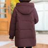 Зимнее длинное пальто, женская верхняя одежда с капюшоном, элегантные куртки для женщин среднего возраста, толстые теплые парки больших размеров