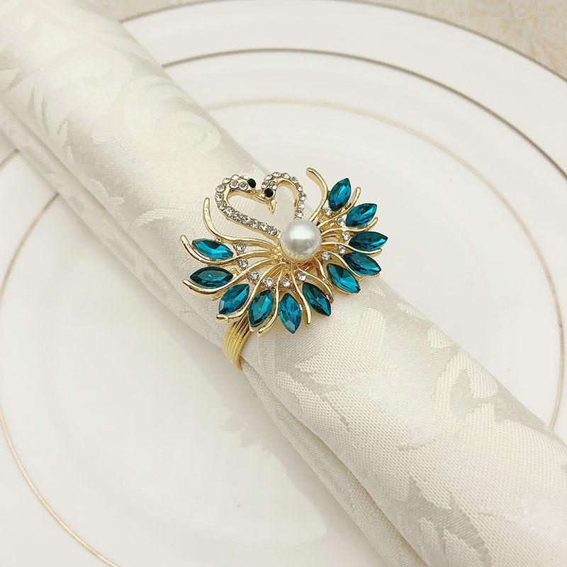 10 шт./лот Кольцо для салфеток с кристаллами и бриллиантами Swan, свадебный набор, высококачественная пряжка, настольные украшения, новые