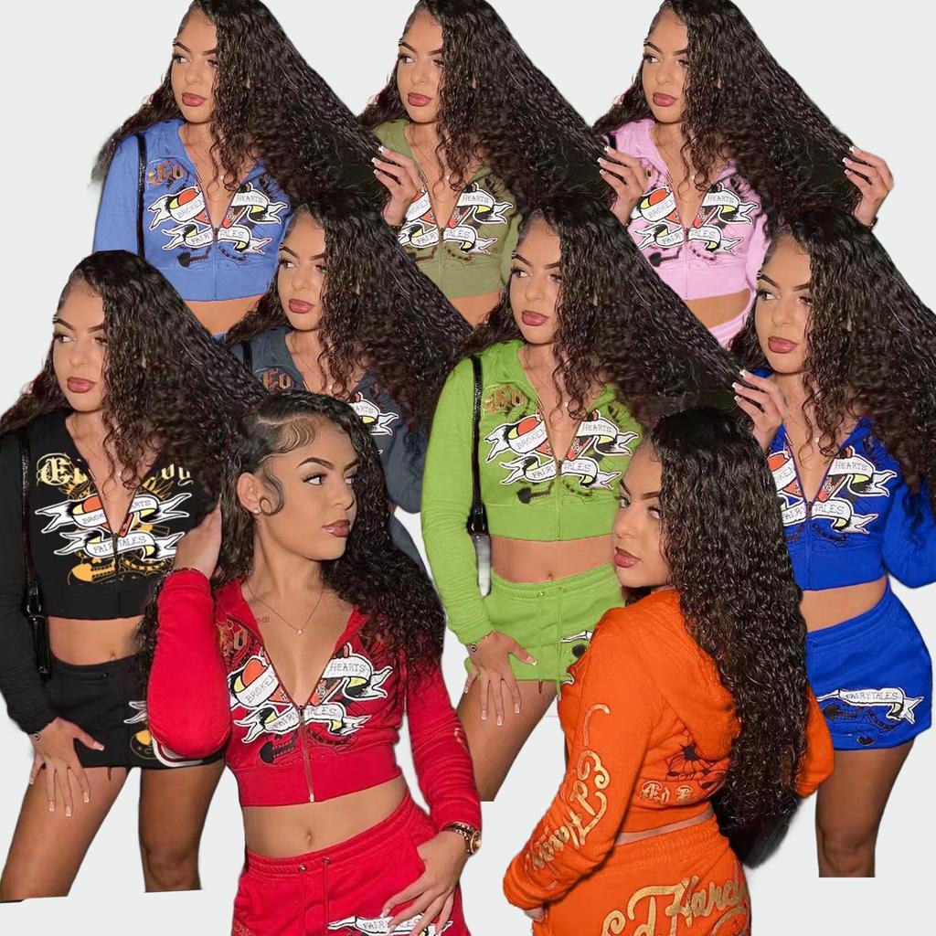 2024 Весна Европейская и американская женская мода Комплект юбки с принтом XH901