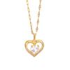 ZAKOL 2 Pieces Hot Sale Titanium Steel Zircon Inlaid Heart Pendant Necklace Exquisite Couple Necklace Fashion Zircon Gift