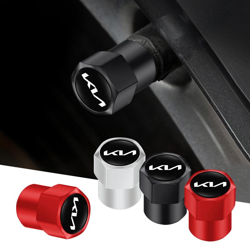 AANG1 4Pcs Aluminum Alloy Car Tire Valve Cap Auto Wheel Accessories For KIA EV6 Stinger RIO Sorento Picanto Ceed Borrego Syros K4 K5