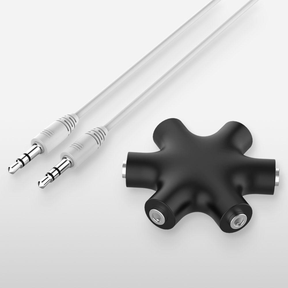 Мужской на 5 Женский 3.5 мм 3.5 Jack Аудио Кабель Разветвитель Разветвитель Наушников Поделиться Адаптер Аудио Разветвитель