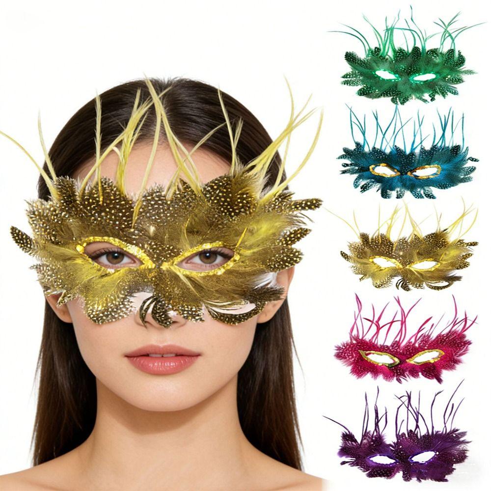 Half Face Feather Mask Comfortable Wear Masquerade Mask Performance Mask  Photography Prop