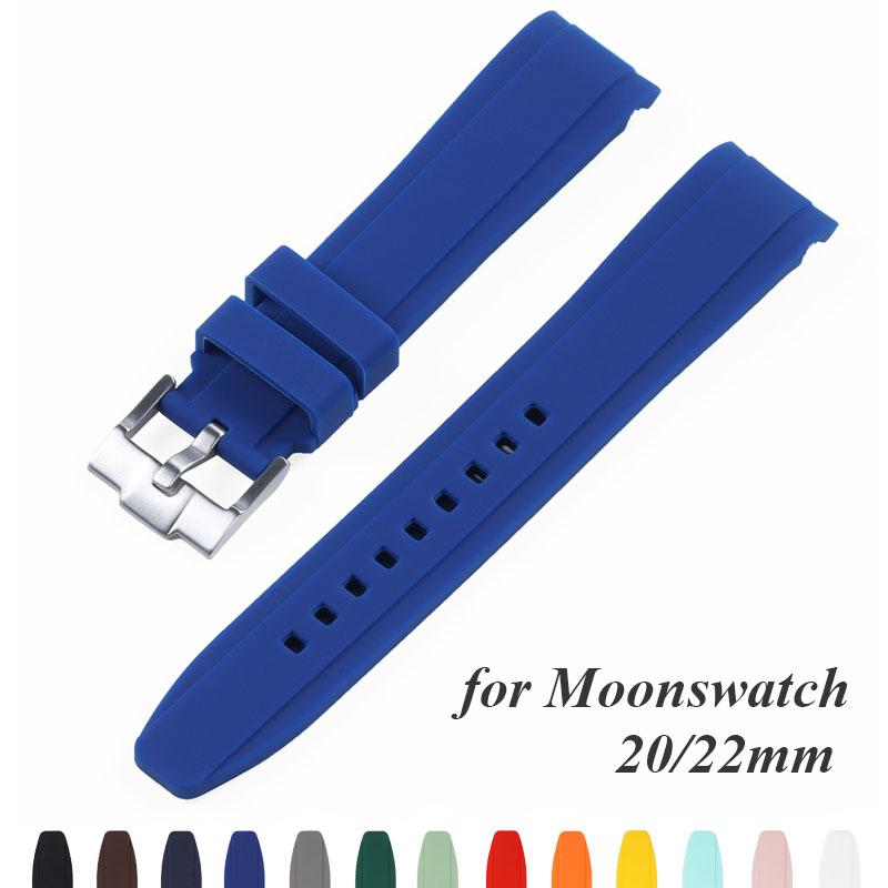 Силиконовый ремешок для Swatch для Omega для Moonswatch Пряжка из нержавеющей стали Мужской Женский Мягкий Водонепроницаемый Сменный ремешок для часов 20 мм 22 мм