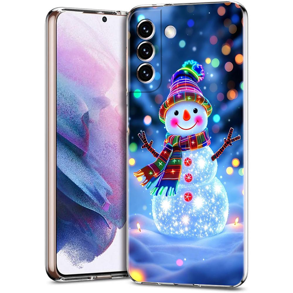 Прозрачный чехол-бампер для телефона Samsung Galaxy S25 S24 S23 S22 S20 S21 FE Ultra S24 S23 S10 S10E Plus с рисунком Рождественского Снеговика