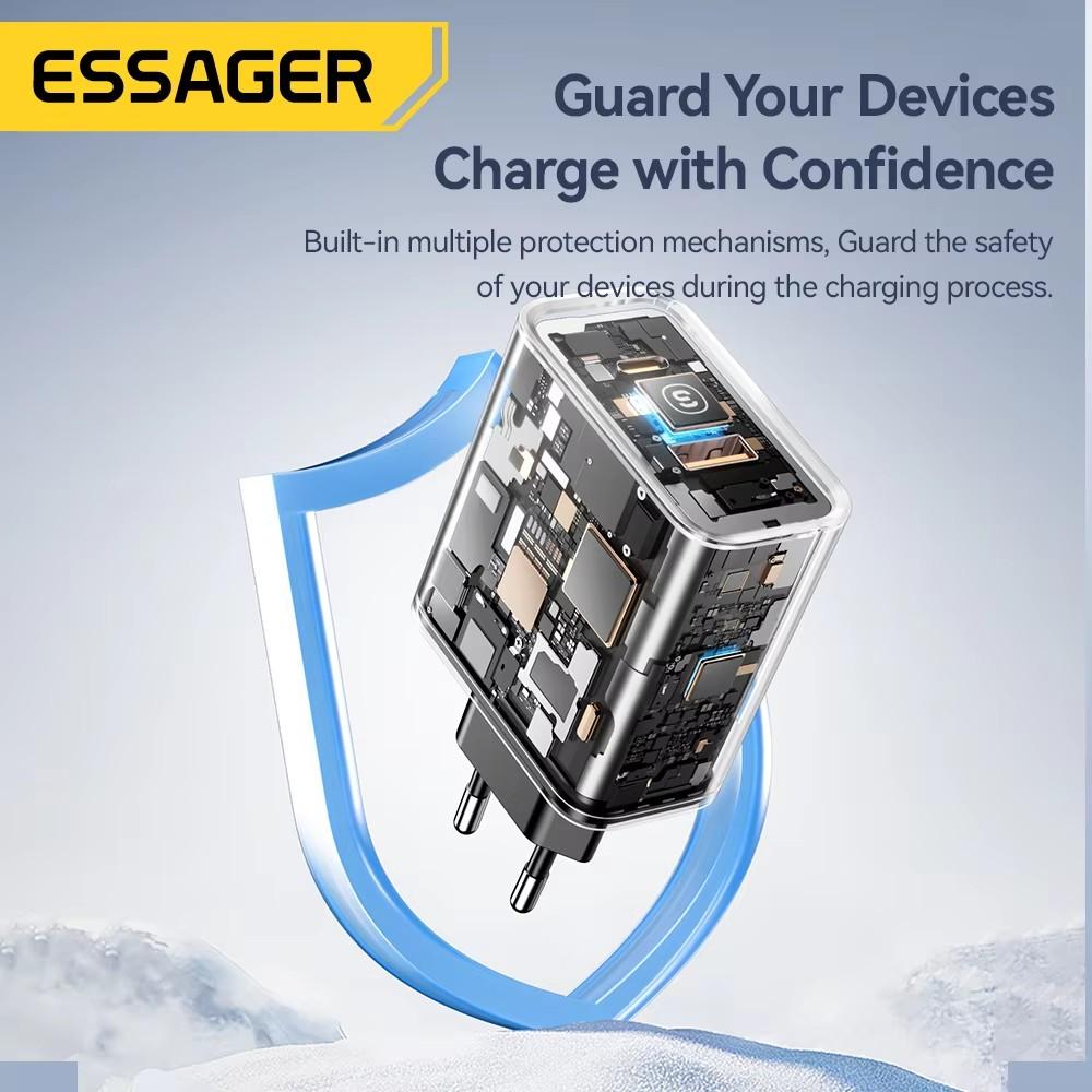 Essager 65 Вт GaN зарядное устройство быстрая зарядка QC4.0 PD3.0 USB Type C зарядное устройство портативное быстрое зарядное устройство для ноутбука iPhone 15 14 13Pro MacBook
