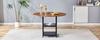 Round Dining Table with 107 cm Diameter and Double Shelf in Walnut Look, MDF Top + Metal Frame, Suitable for 2–4 People, for European Family Meals.
