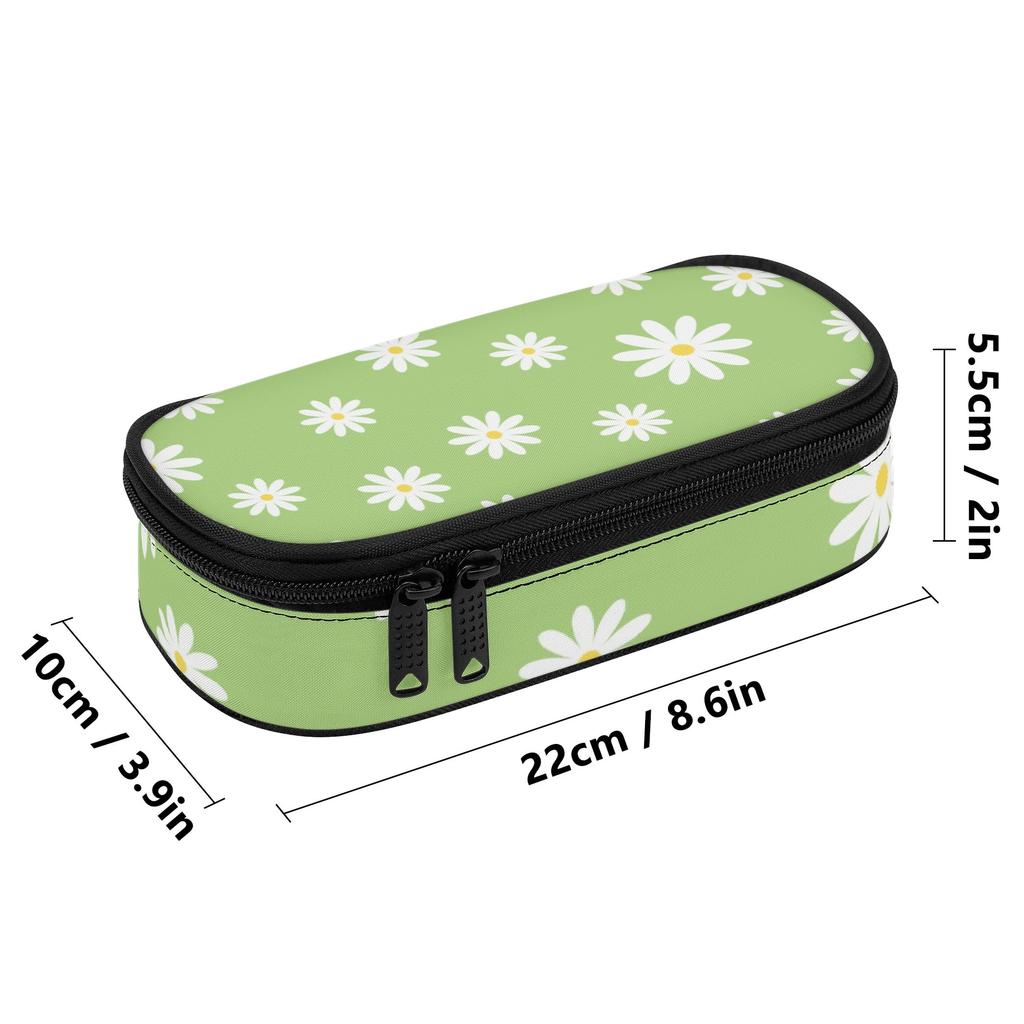 Pencil Case Casual Durable 300D Polyester Zip Around Closure with Main Pocket Mesh Layer and Removable Pen Divider for Students