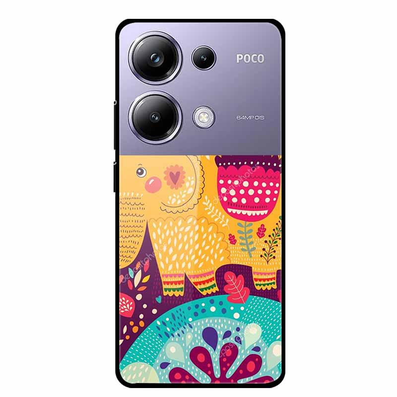 Чехол-накладка для Poco M6 Pro СтеклоЗакаленное Стекло Чехол Жесткая Задняя Панель Защита для Xiaomi Poco P oco M 6 Pro 6.67" Цветные Чехлы для Телефона