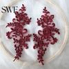 Embroidery Lace Applique 2 Pcs Sewing Flower Fabric Collar Patch Motif Trim for Clothing Wedding Gown Dress Bridal DIY Crafts Daily Wear Tailor Shops