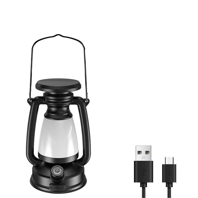 Portable Camping Lantern USB Rechargeable And Solar Energy Charging Hanging Tent Lamp Stepless Dimming of Cold and Warm Light